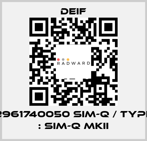 2961740050 SIM-Q / Type : SIM-Q MKII Deif