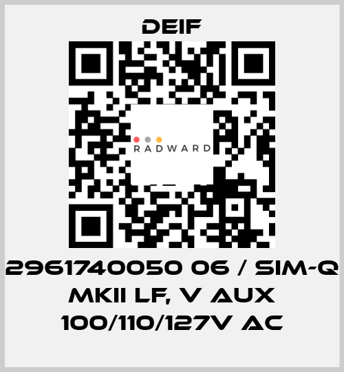 2961740050 06 / SIM-Q MKII LF, V aux 100/110/127V AC Deif