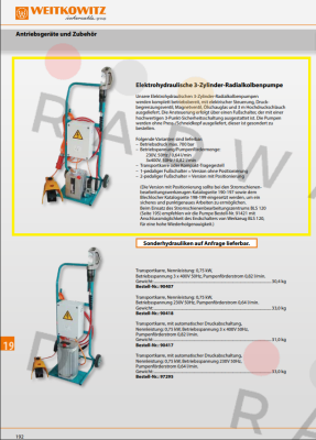 90413/E-Hydraulik auf Transportkarre, 230V, 50Hz, 0,64l/min WEITKOWITZ