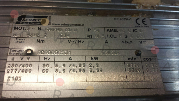 HPE63MB 2 B34  , Nr: 1366165  OEM Seimec (Rossi)