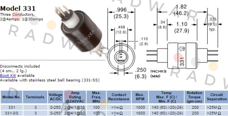 LM03-03310-S0 , Type 331-VA  Mercotac