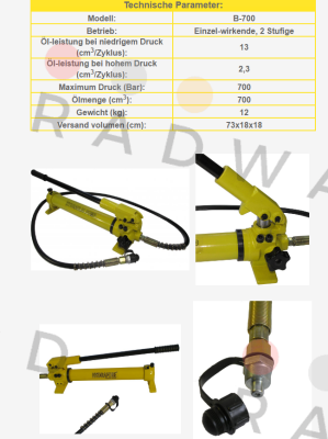 B-700 - Handpumpe Hydrafore Power Tools