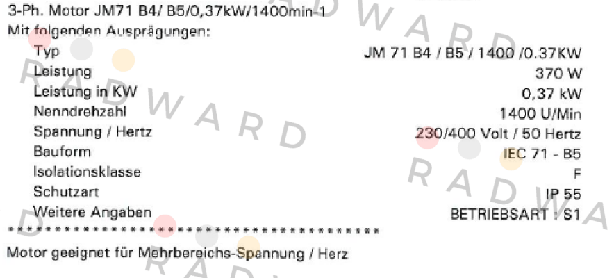JM71B4 KW0,37 P4 B5 230/400-50 CLF IP55 SEIPEE