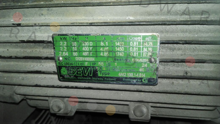 Obsolete 1312BV490504 replaced by IE3 class F RAL5010  Bevi