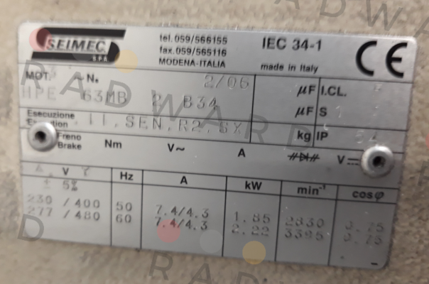 HPE 63MB 2 B34 - OEM  Seimec (Rossi)