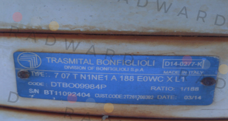 707 T N1NE1 A 188 E0WC X L1 Bonfiglioli