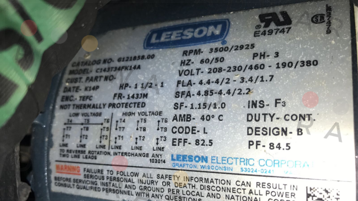 C143T34FK14A (obsolete) - replaced by 122085.00  Leeson