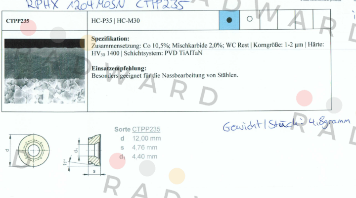 RPHX 1204MOSN CTPP235  Ceratizit