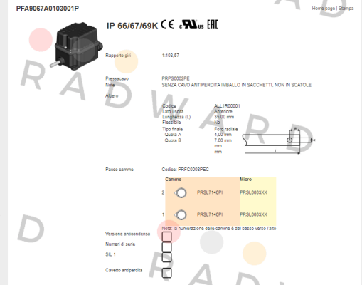 PFA9067A0103001P Ter Tecno Elettrica Ravasi