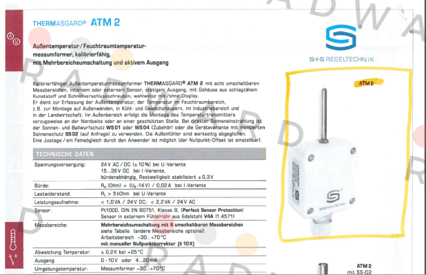 ATM2-U (p/n 1101-1141-0009-900) S+S REGELTECHNIK