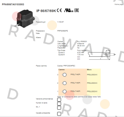 PFA9067A0103003 Ter Tecno Elettrica Ravasi