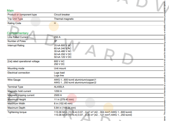 LHL36250 Square D (Schneider Electric)