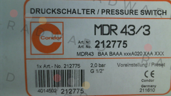 P/N: 212775, Type: MDR 43/3 Condor