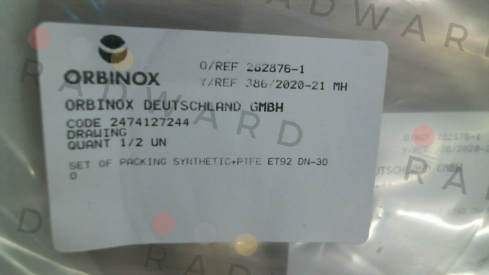 Set of Packing for Type ET DN 300 Orbinox