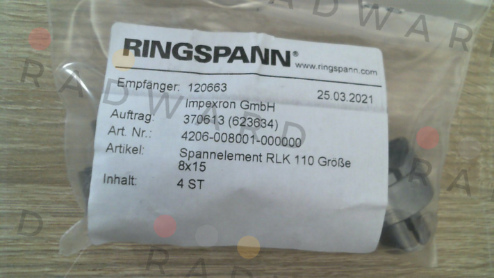 p/n: 4206-008001-000000, Type: RLK 110-8 x 15 Ringspann