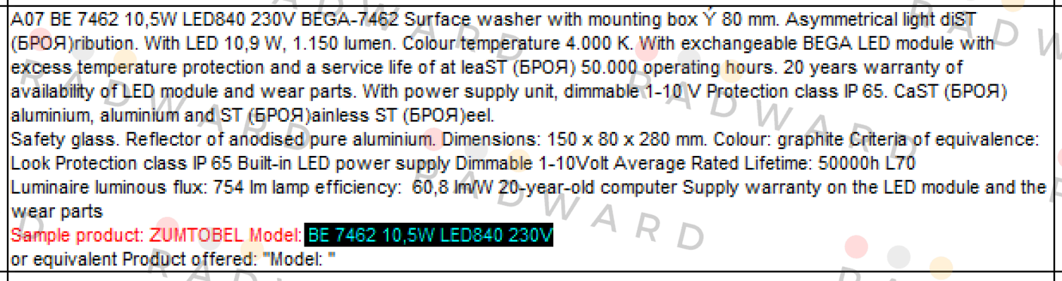  BE 7462 10,5W LED840 230V  Zumtobel