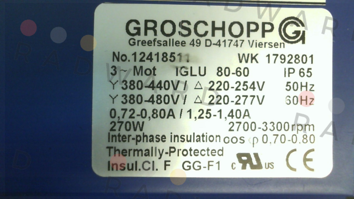 Type: IGLU 80-60 / IP65 Groschopp