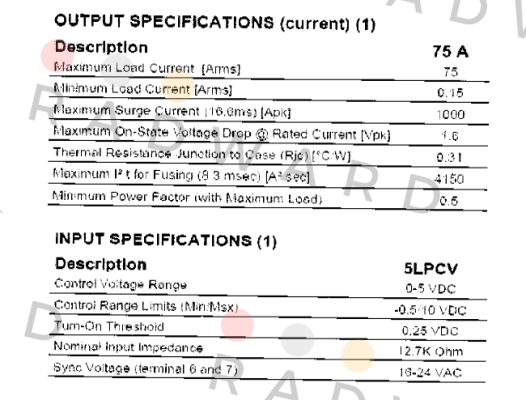 5LPCV2475 5 VDC  Crydom