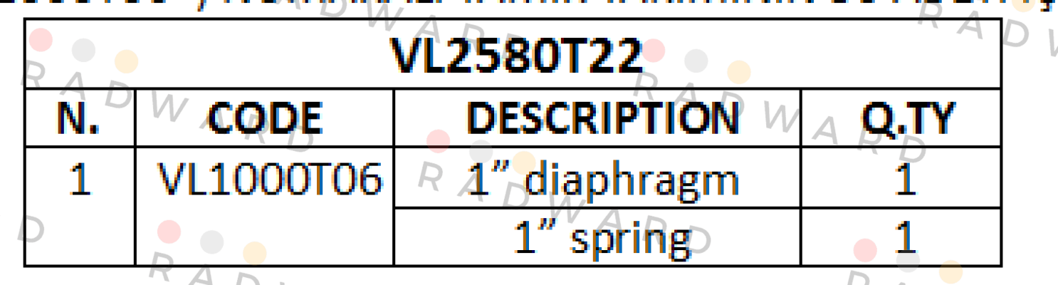 1” spring For VL2580T22  Trimec