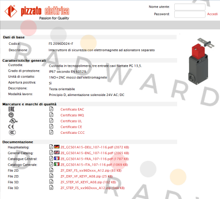 FS 2096D024-F Pizzato Elettrica