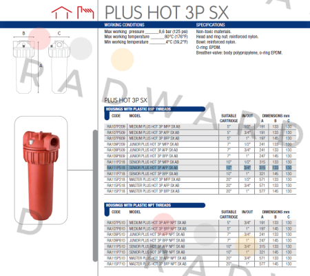 SENIOR PLUS HOT 3P AFP SX10 (RA111P518) Atlas Filtri