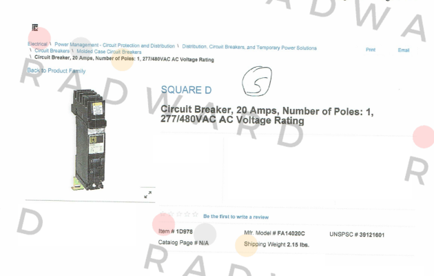 FA14020C  Square D (Schneider Electric)