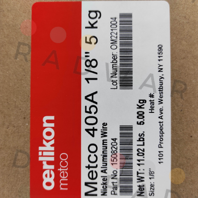 1508204 (3004 Plant) - 405A 1/8" 5 kg Oerlikon Metco