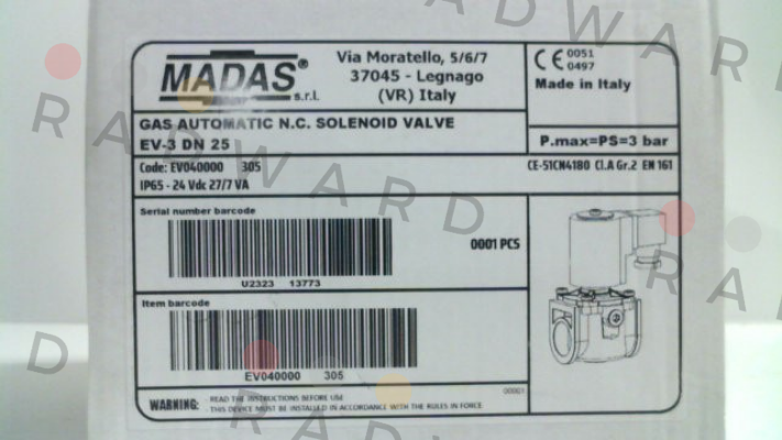 EV-3, DN25 (EV040000 305) Madas